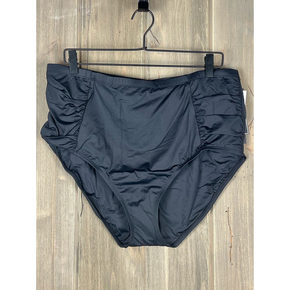 NWT La Blanca Black Tummy Control Island Goddess Bikini Bottoms 18W